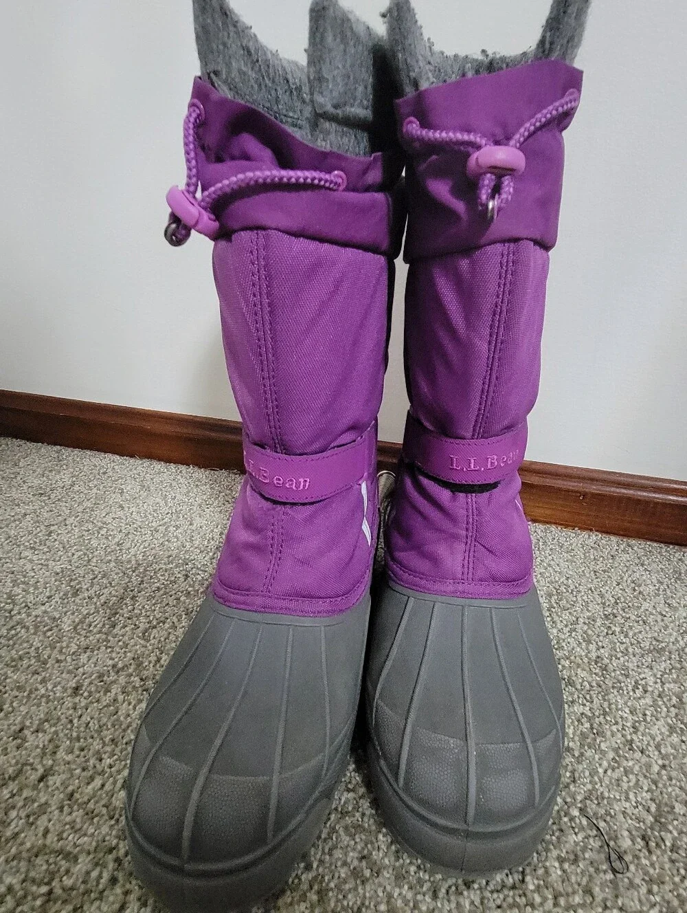 LL Bean Northwoods Lavender & Gray Winter Snow Boots - Kids Sz 6 /Womens Sz 8